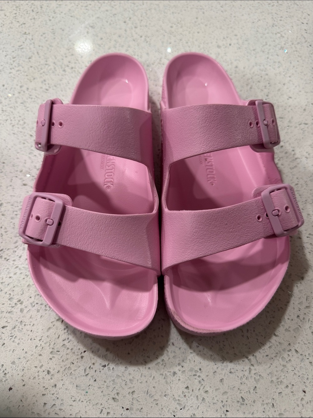 Birkenstock Women Pink Rubber Double-Buckle Slide Sandals size 10 / 41